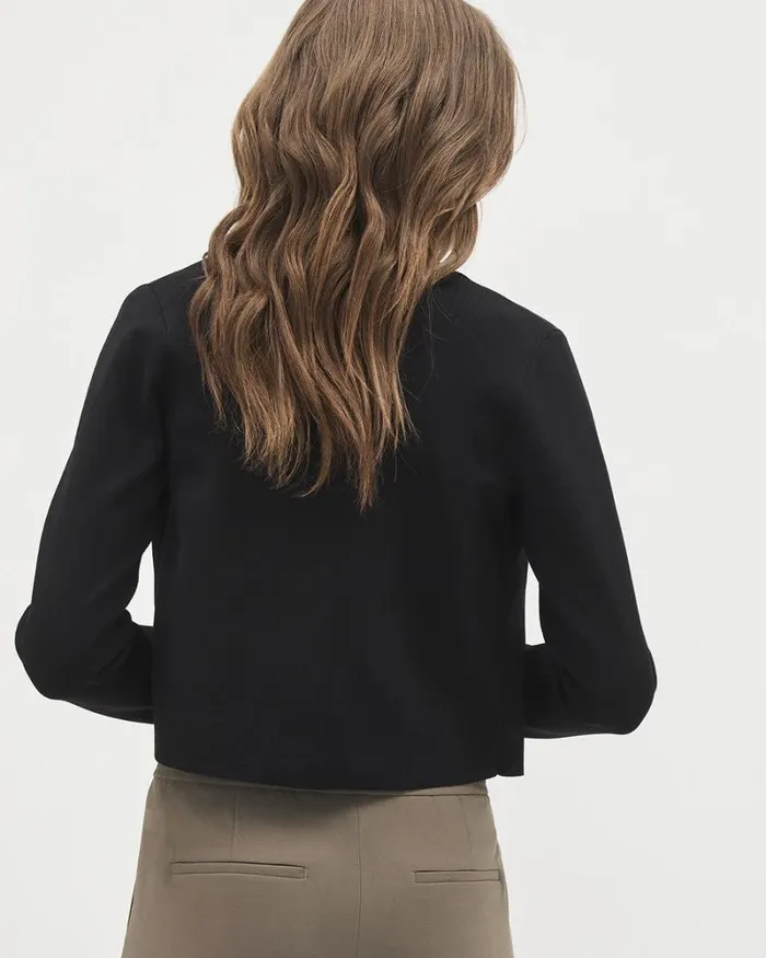 RWandCO Blazers Open Cropped Sweater Blazer Black 8211 Women RWandCO Blazers Open Cropped Sweater Blazer Black 8211 Women