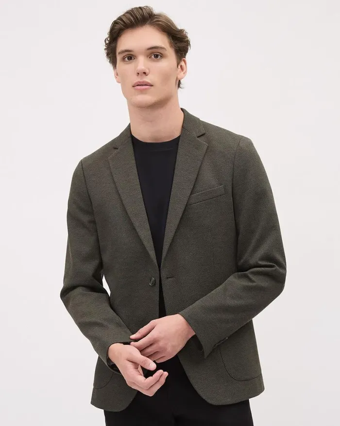 RWandCO Blazers SlimFit Textured Knit Blazer Dark Khaki 8211 Men RWandCO Blazers SlimFit Textured Knit Blazer Dark Khaki 8211 Men