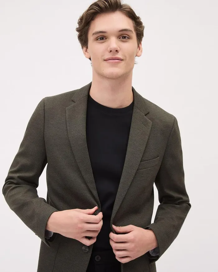 RWandCO Blazers SlimFit Textured Knit Blazer Dark Khaki 8211 Men RWandCO Blazers SlimFit Textured Knit Blazer Dark Khaki 8211 Men