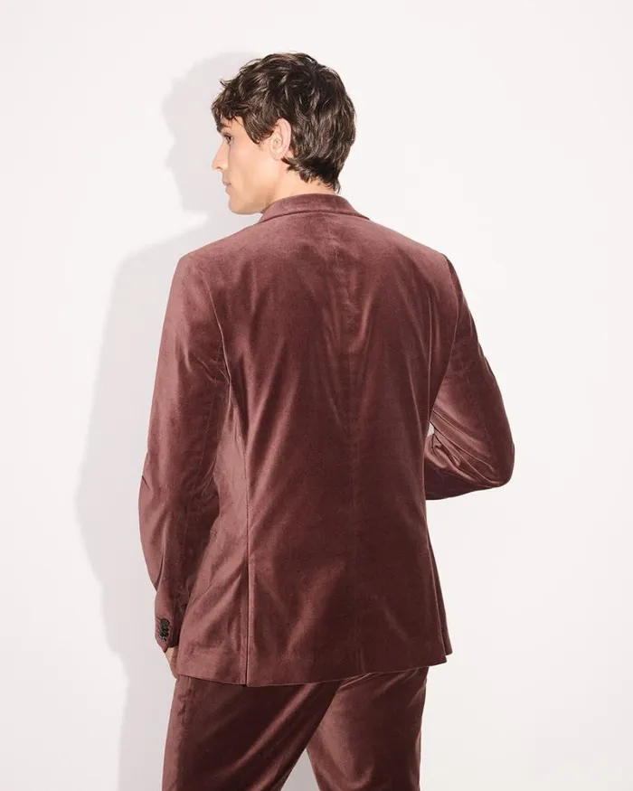 RWandCO Blazers SlimFit Velvet Suit Blazer Cognac 8211 Men RWandCO Blazers SlimFit Velvet Suit Blazer Cognac 8211 Men