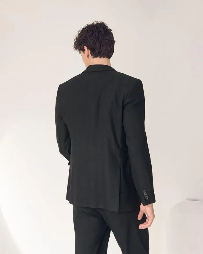 RWandCO Blazers TailoredFit DoubleBreasted Linen Suit Blazer Black 8211 Men RWandCO Blazers TailoredFit DoubleBreasted Linen Suit Blazer Black 8211 Men
