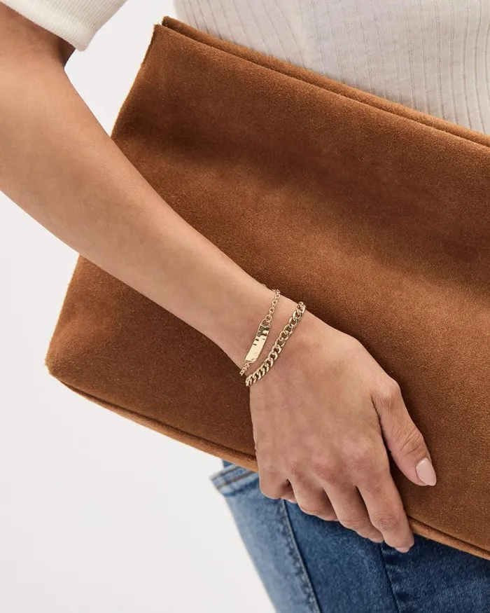 RWandCO Bracelets and Rings Chain Bracelets With Metal Plate 8211 Set Of 2 Gold 8211 Women RWandCO Bracelets and Rings Chain Bracelets With Metal Plate 8211 Set Of 2 Gold 8211 Women