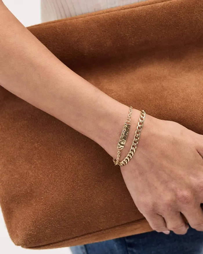 RWandCO Bracelets and Rings Chain Bracelets With Metal Plate 8211 Set Of 2 Gold 8211 Women RWandCO Bracelets and Rings Chain Bracelets With Metal Plate 8211 Set Of 2 Gold 8211 Women
