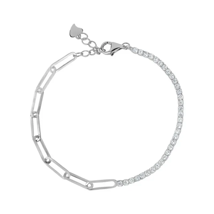 RWandCO Bracelets and Rings Club Rochelier 3A Cubic Zirconia Bracelet With Large Links Silver 8211 Women RWandCO Bracelets and Rings Club Rochelier 3A Cubic Zirconia Bracelet With Large Links Silver 8211 Women