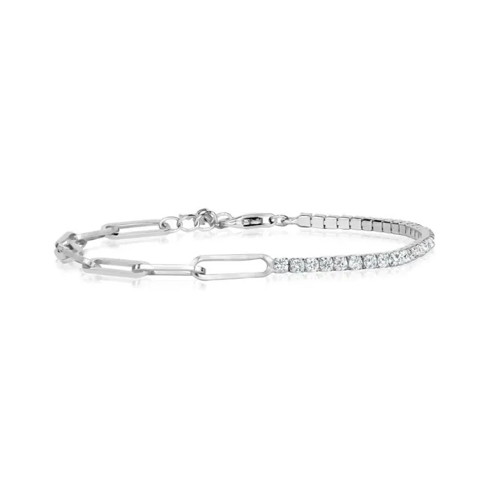 RWandCO Bracelets and Rings Club Rochelier 3A Cubic Zirconia Bracelet With Large Links Silver 8211 Women