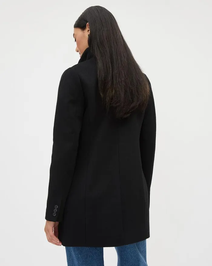 RWandCO Coats and Jackets Classic Wool Coat With High Neckline Black 8211 Women
