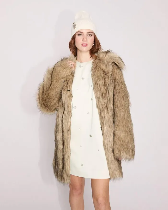 RWandCO Coats and Jackets Faux Fur Coat Toffee 8211 Women