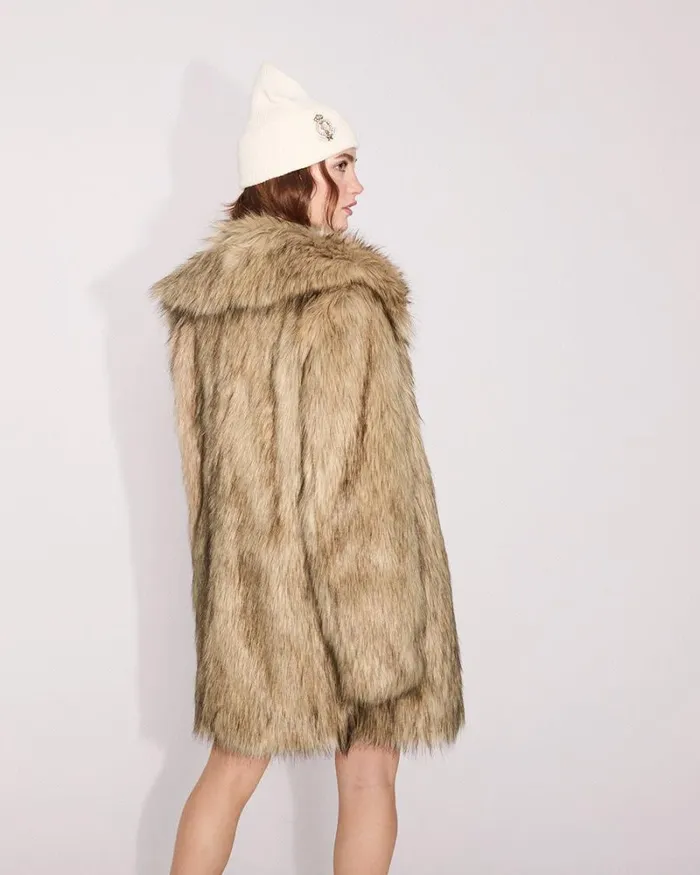 RWandCO Coats and Jackets Faux Fur Coat Toffee 8211 Women RWandCO Coats and Jackets Faux Fur Coat Toffee 8211 Women