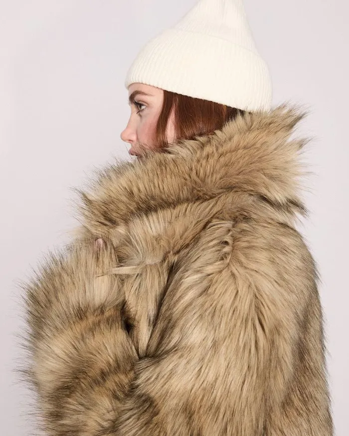 RWandCO Coats and Jackets Faux Fur Coat Toffee 8211 Women RWandCO Coats and Jackets Faux Fur Coat Toffee 8211 Women