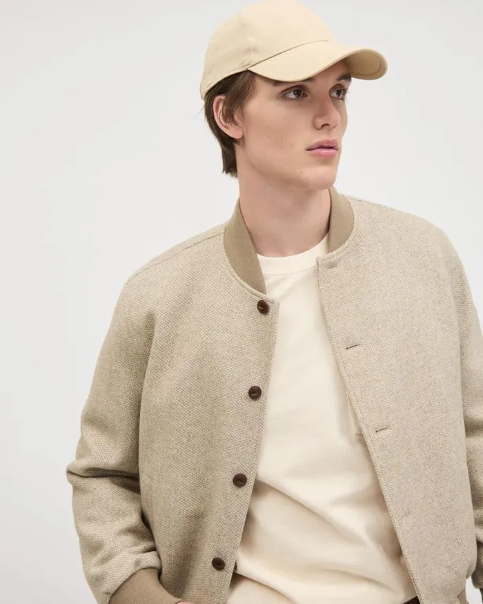 RWandCO Coats and Jackets Tweed Bomber Jacket Beige 8211 Men