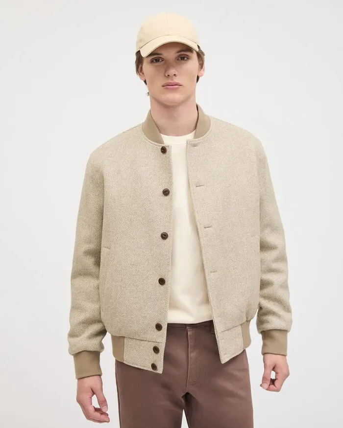 RWandCO Coats and Jackets Tweed Bomber Jacket Beige 8211 Men RWandCO Coats and Jackets Tweed Bomber Jacket Beige 8211 Men