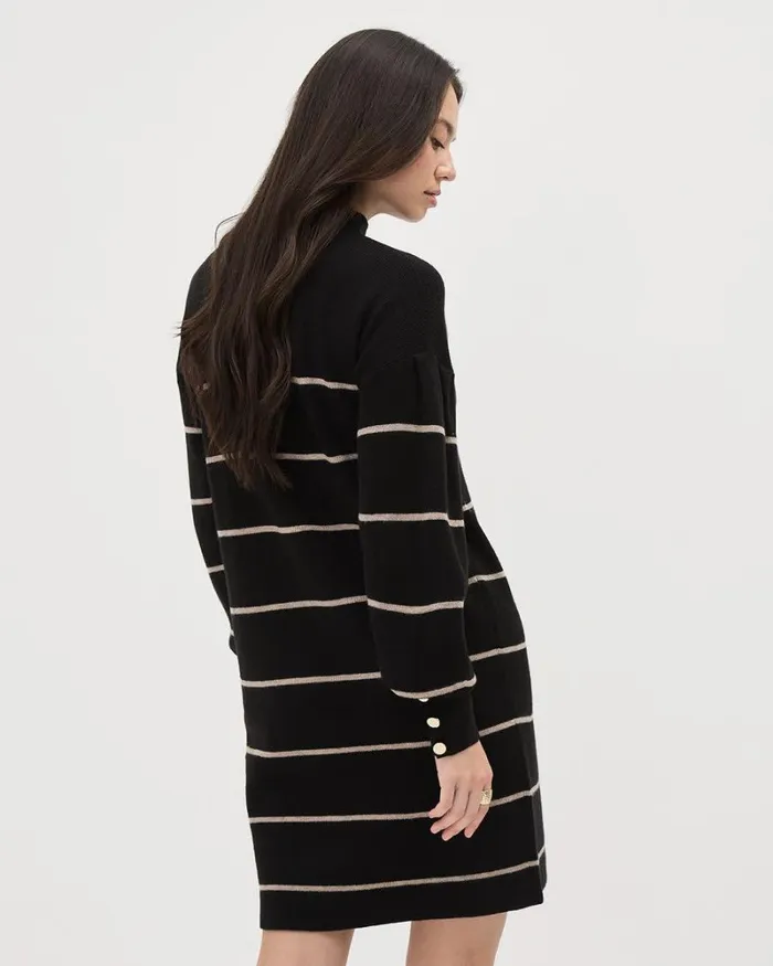RWandCO Dresses PuffyLongSleeve MockNeck Mini Dress Black Multi8211 8211 Women RWandCO Dresses PuffyLongSleeve MockNeck Mini Dress Black Multi8211 8211 Women