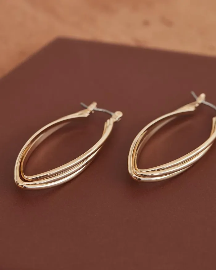 RWandCO Earrings Golden Twisted Hoops Gold 8211 Women