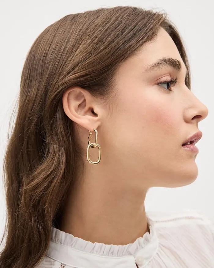 RWandCO Earrings Hoops With Link Pendant Gold 8211 Women