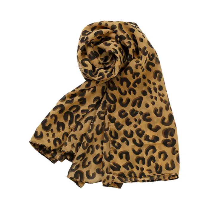 RWandCO Hats Gloves and Scarves Allegra K Chiffon Leopard Wrap Shawl Scarves Black Brown 8211 Women