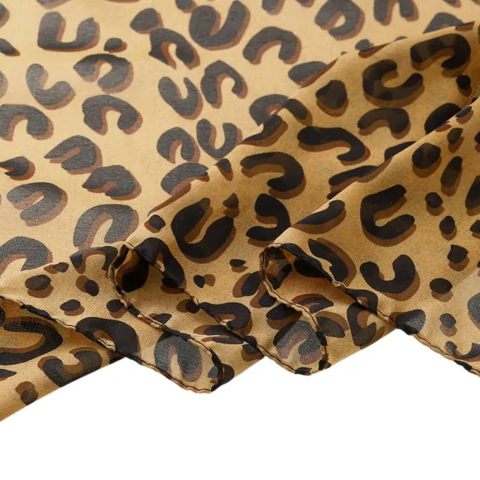 RWandCO Hats Gloves and Scarves Allegra K Chiffon Leopard Wrap Shawl Scarves Black Brown 8211 Women