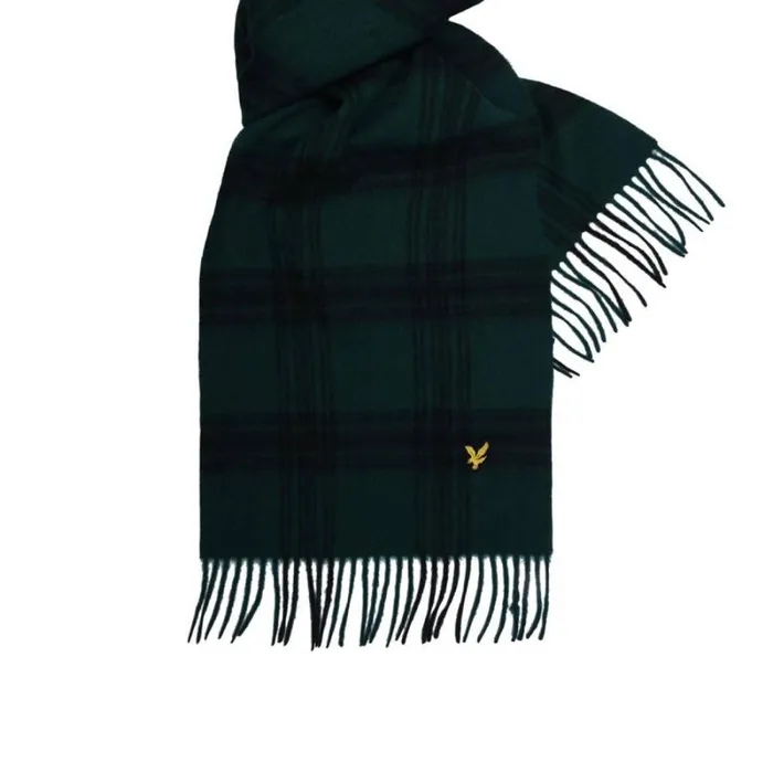RWandCO Hats Gloves and Scarves Lyle and Scott 8211 Checked Lambswool Scarf Dark Green 8211 Women