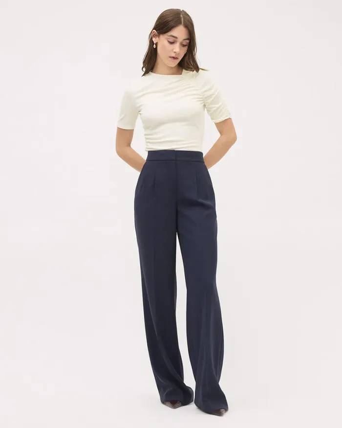 RWandCO HighRise HighRise LongWideLeg Crepe Pant Night Sky 8211 Women