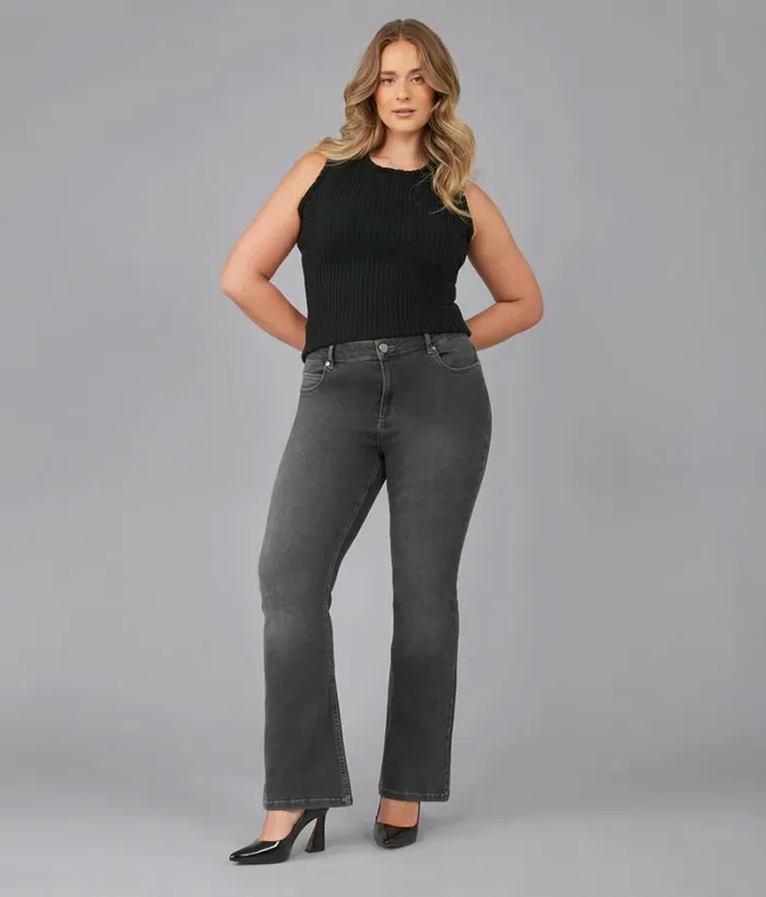RWandCO Jeans Lola Jeans ALICEGMS High Rise Flare Jeans Plus Size Dark Grey 8211 Women