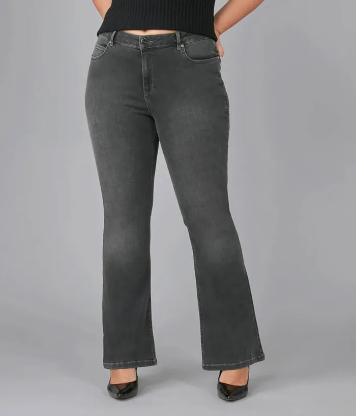 RWandCO Jeans Lola Jeans ALICEGMS High Rise Flare Jeans Plus Size Dark Grey 8211 Women
