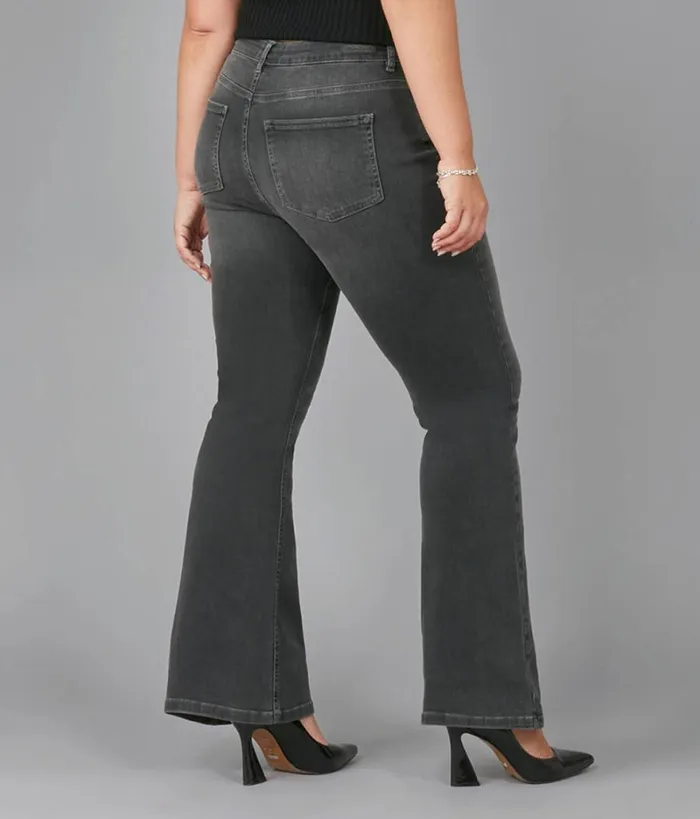 RWandCO Jeans Lola Jeans ALICEGMS High Rise Flare Jeans Plus Size Dark Grey 8211 Women