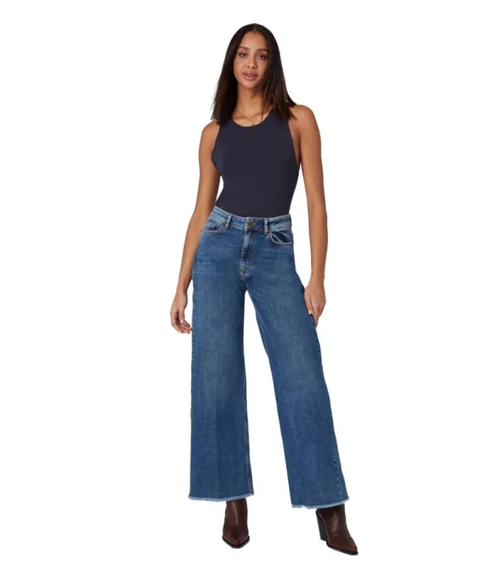 RWandCO Jeans Lola Jeans MILANDIS High Rise Wide Leg Jeans Medium Blue 8211 Women