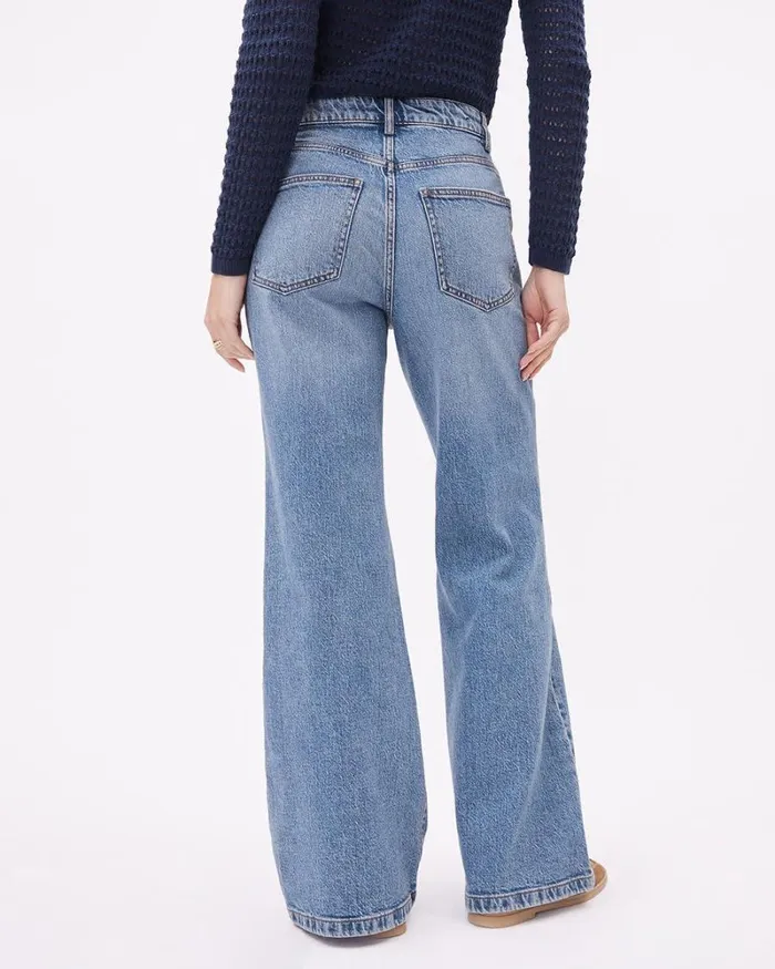 RWandCO Jeans Long MediumWash HighWaisted WideLeg Jeans Medium Denim 8211 Women RWandCO Jeans Long MediumWash HighWaisted WideLeg Jeans Medium Denim 8211 Women