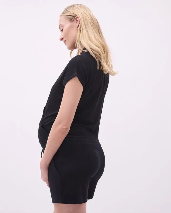 RWandCO Loungewear and Sleepwear ShortSleeve Nursing Romper 8211 Thyme Maternity Black 8211 Women RWandCO Loungewear and Sleepwear ShortSleeve Nursing Romper 8211 Thyme Maternity Black 8211 Women