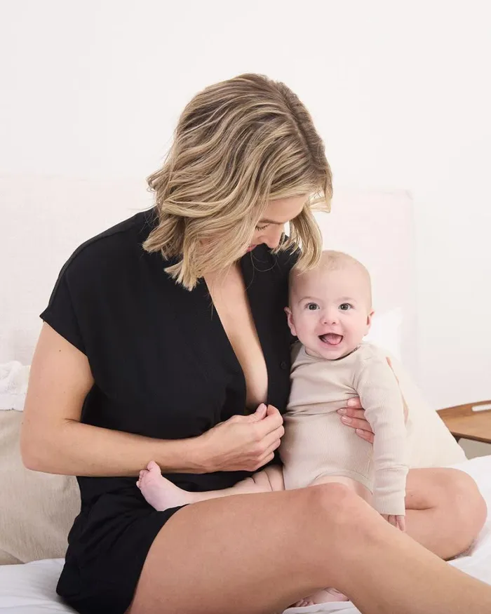 RWandCO Loungewear and Sleepwear ShortSleeve Nursing Romper 8211 Thyme Maternity Black 8211 Women RWandCO Loungewear and Sleepwear ShortSleeve Nursing Romper 8211 Thyme Maternity Black 8211 Women