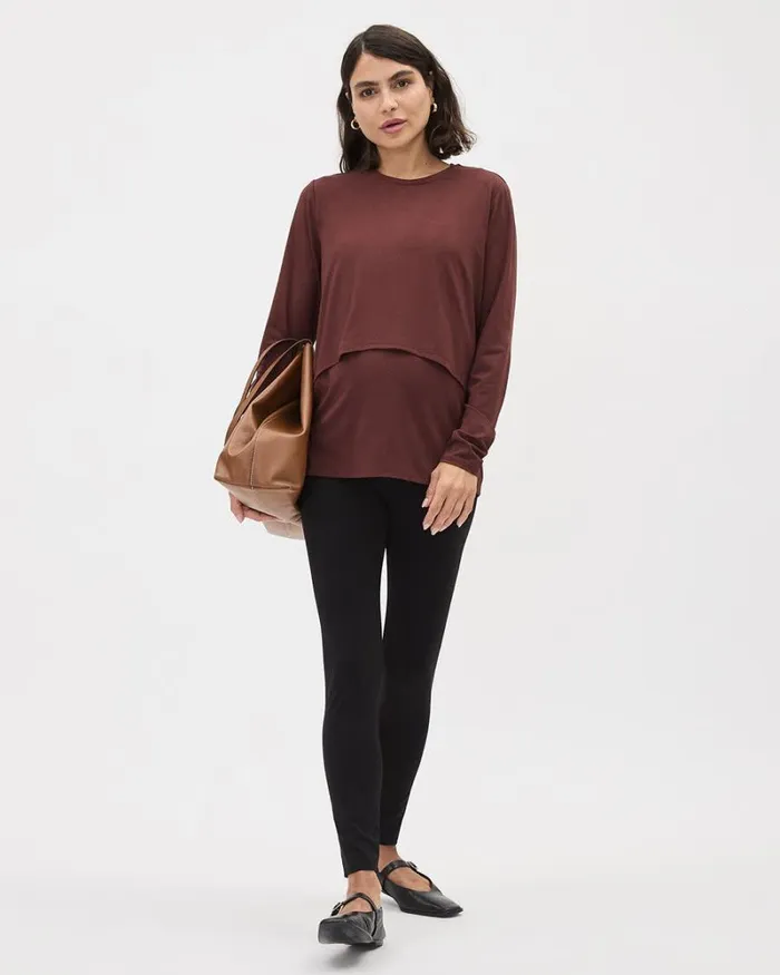 RWandCO Nursing LongSleeve Nursing Tee 8211 Thyme Maternity Rum Raisin 8211 Women RWandCO Nursing LongSleeve Nursing Tee 8211 Thyme Maternity Rum Raisin 8211 Women