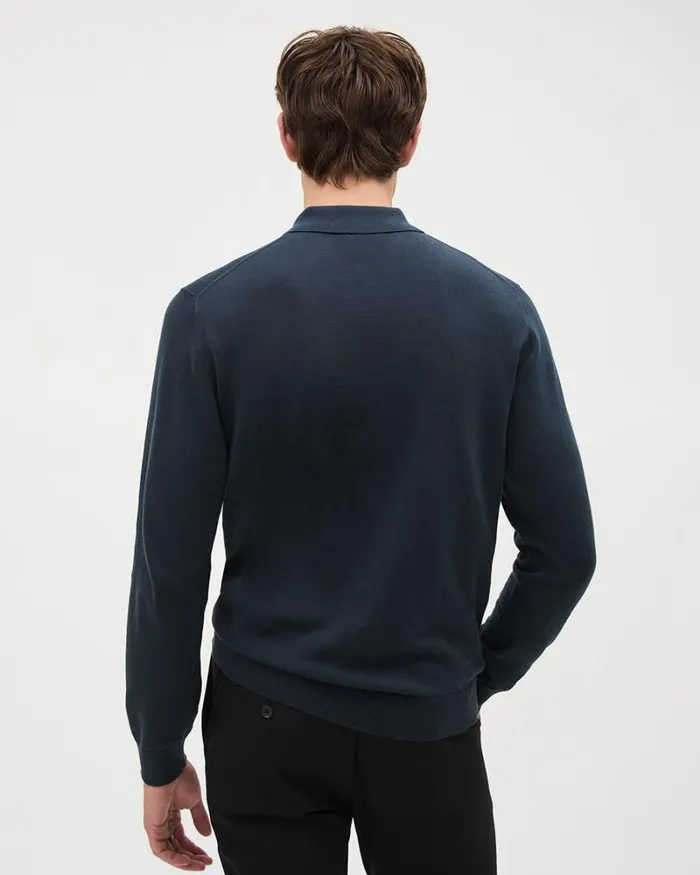RWandCO Polos LongSleeve Polo Sweater Inky Blue 8211 Men