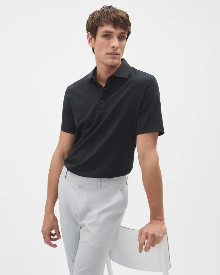 RWandCO Polos ShortSleeve Supima R Cotton Jersey Polo Black 8211 Men