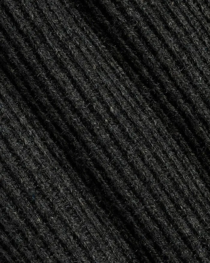 RWandCO Polos WoolBlend Ribbed Sweater With Johnny Collar Charcoal 8211 Men RWandCO Polos WoolBlend Ribbed Sweater With Johnny Collar Charcoal 8211 Men