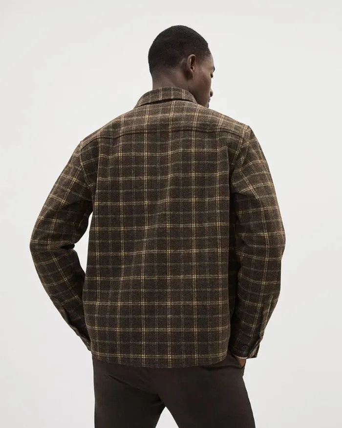 RWandCO Shirts LongSleeve Plaid Brown Overshirt Dark Brown 8211 Men RWandCO Shirts LongSleeve Plaid Brown Overshirt Dark Brown 8211 Men