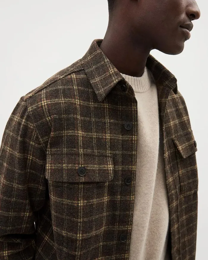 RWandCO Shirts LongSleeve Plaid Brown Overshirt Dark Brown 8211 Men RWandCO Shirts LongSleeve Plaid Brown Overshirt Dark Brown 8211 Men