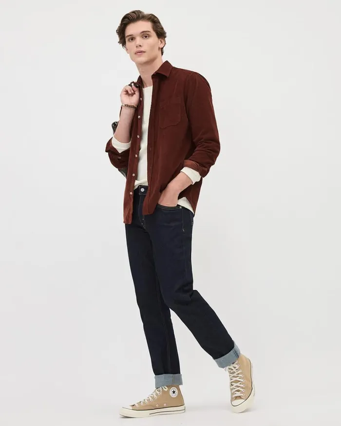 RWandCO Shirts RegularFit Corduroy Shirt Barcelona Red 8211 Men