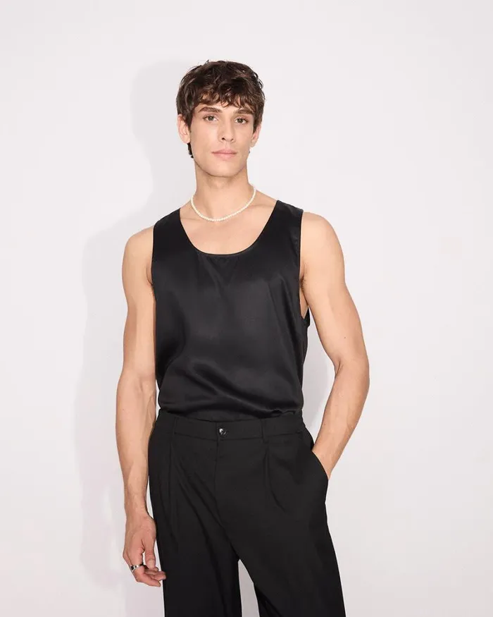 RWandCO Shirts ScoopNeck Sateen Cami Black 8211 Men