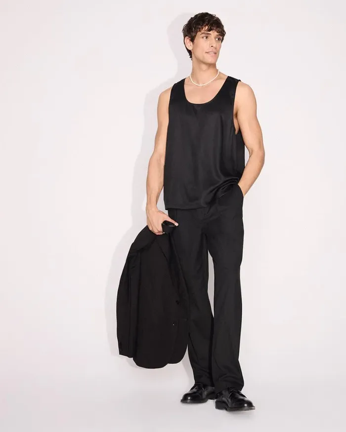 RWandCO Shirts ScoopNeck Sateen Cami Black 8211 Men RWandCO Shirts ScoopNeck Sateen Cami Black 8211 Men