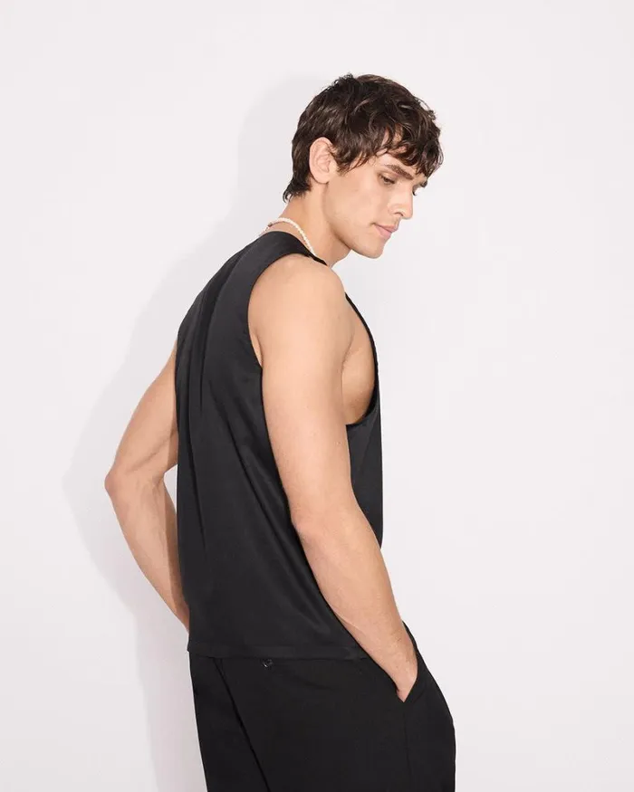 RWandCO Shirts ScoopNeck Sateen Cami Black 8211 Men RWandCO Shirts ScoopNeck Sateen Cami Black 8211 Men