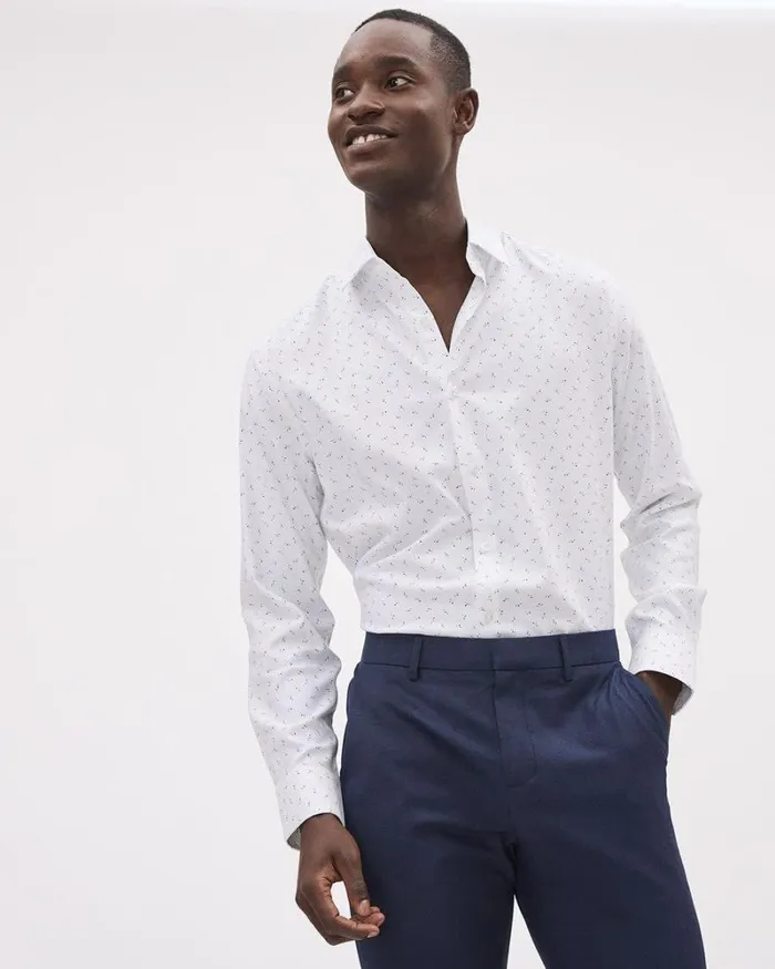RWandCO Shirts SlimFit KnitLike Dress Shirt Whiteblue 8211 Men