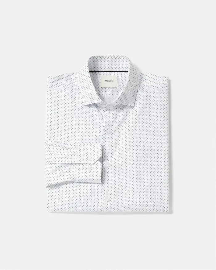 RWandCO Shirts TailoredFit Dress Shirt With Micro Geo Print Bright White 8211 Men RWandCO Shirts TailoredFit Dress Shirt With Micro Geo Print Bright White 8211 Men