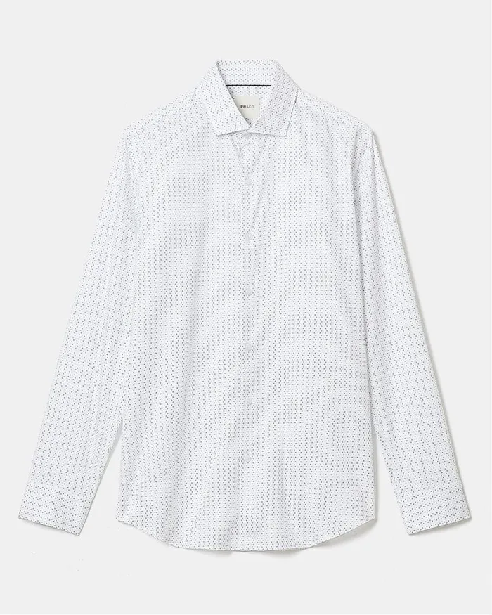 RWandCO Shirts TailoredFit Dress Shirt With Micro Geo Print Bright White 8211 Men
