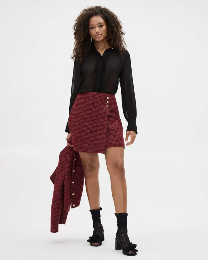 RWandCO Skirts Tweed ALine Mini Skirt Red And Black Multi 8211 Women RWandCO Skirts Tweed ALine Mini Skirt Red And Black Multi 8211 Women