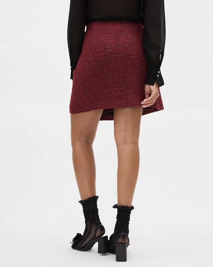 RWandCO Skirts Tweed ALine Mini Skirt Red And Black Multi 8211 Women RWandCO Skirts Tweed ALine Mini Skirt Red And Black Multi 8211 Women