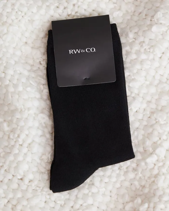 RWandCO Socks and Tights Basic Black Crew Socks Black 8211 Women