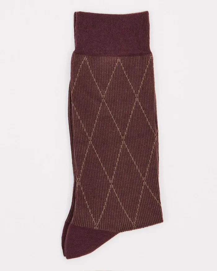 RWandCO Socks Brown Dress Socks With Argyle Pattern Bitter Chocolate 8211 Men