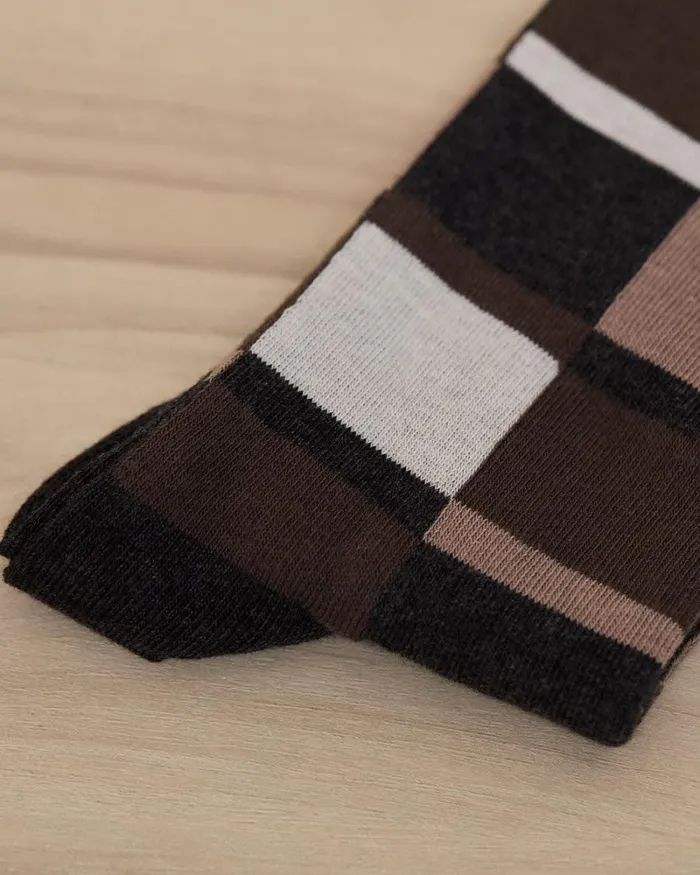 RWandCO Socks Socks With Square Geometric Pattern Charcoal 8211 Men RWandCO Socks Socks With Square Geometric Pattern Charcoal 8211 Men