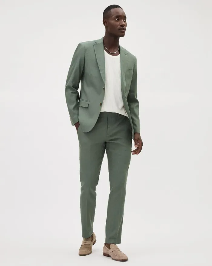 RWandCO Suit Pants Slim Fit Stretch Linen Suit Pant Olive Grove 8211 Men RWandCO Suit Pants Slim Fit Stretch Linen Suit Pant Olive Grove 8211 Men