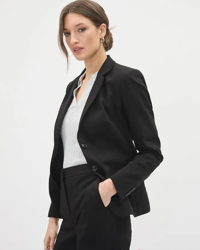 RWandCO Suits Limitless Black TwoButton Short Fitted Blazer Black 8211 Women RWandCO Suits Limitless Black TwoButton Short Fitted Blazer Black 8211 Women