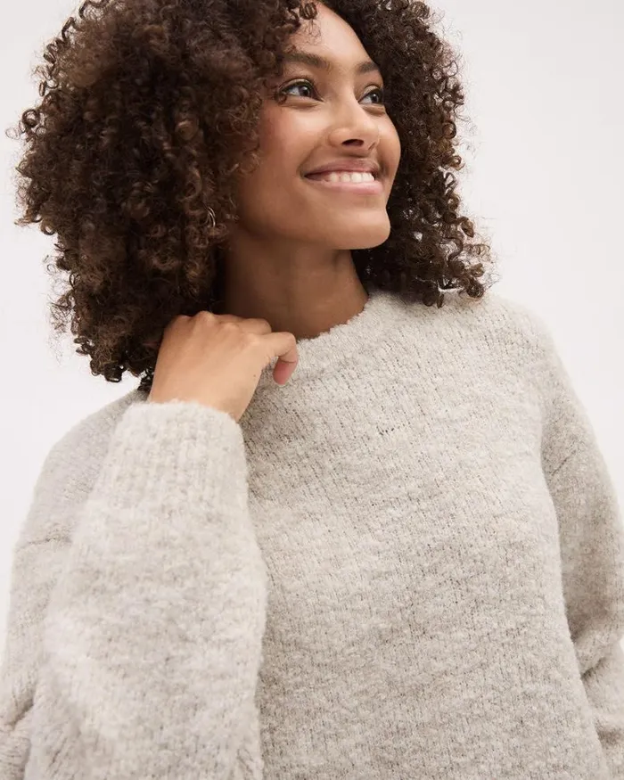RWandCO Sweaters and Cardigans LongSleeve Boucl Slouchy Pullover Oatmeal Mix 8211 Women RWandCO Sweaters and Cardigans LongSleeve Boucl Slouchy Pullover Oatmeal Mix 8211 Women